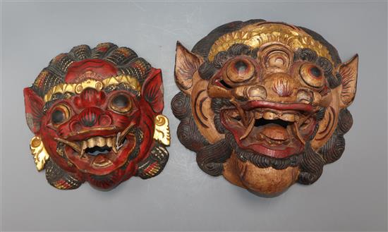 Two Javanese painted wood masks